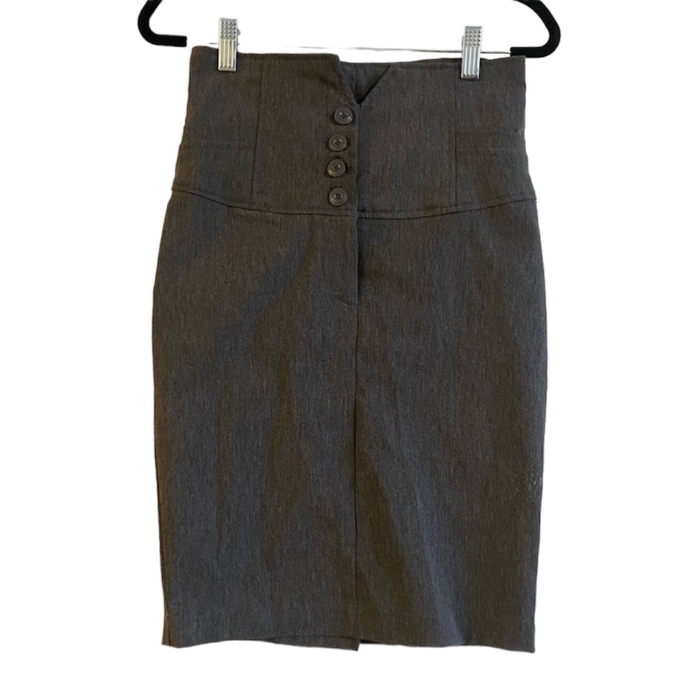 Seduction, Body Contouring Grey Stretch, Button Pencil Skirt, Size Small, NWOT